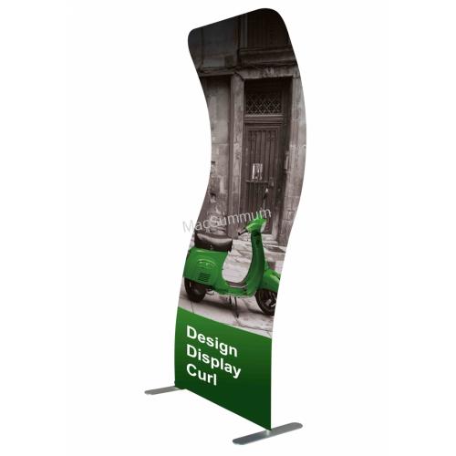 Design Display Curl, formaat 91x228x48cm, voorzien van fullcolor print op stretch textiel.