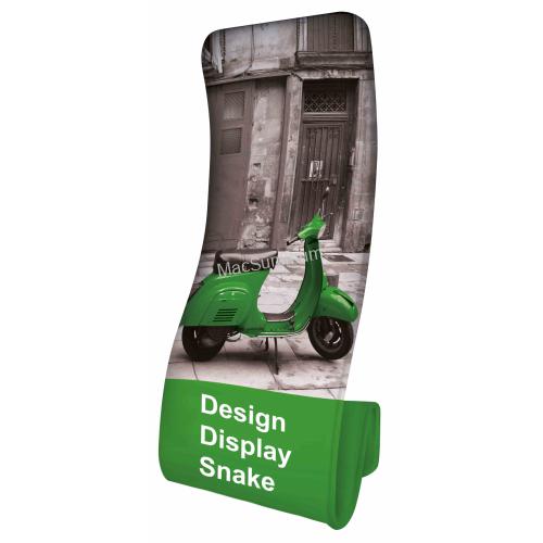 Design Display Snake, formaat 91x228x70cm, voorzien van fullcolor print op stretch textiel.