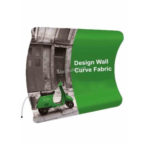Design Wall Vertical Curve Beurswand, formaten: 305x228cm en 610x228cm voorzien van fullcolor print op stretch textiel