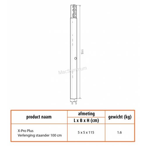 X-Pro Plus Verlenging Staander 100cm