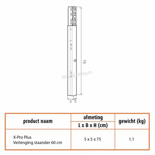 X-Pro Plus Verlenging Staander 60cm