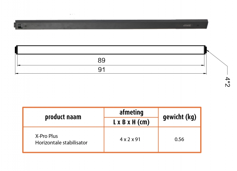 X-Pro Plus Horizontale Stabilisator