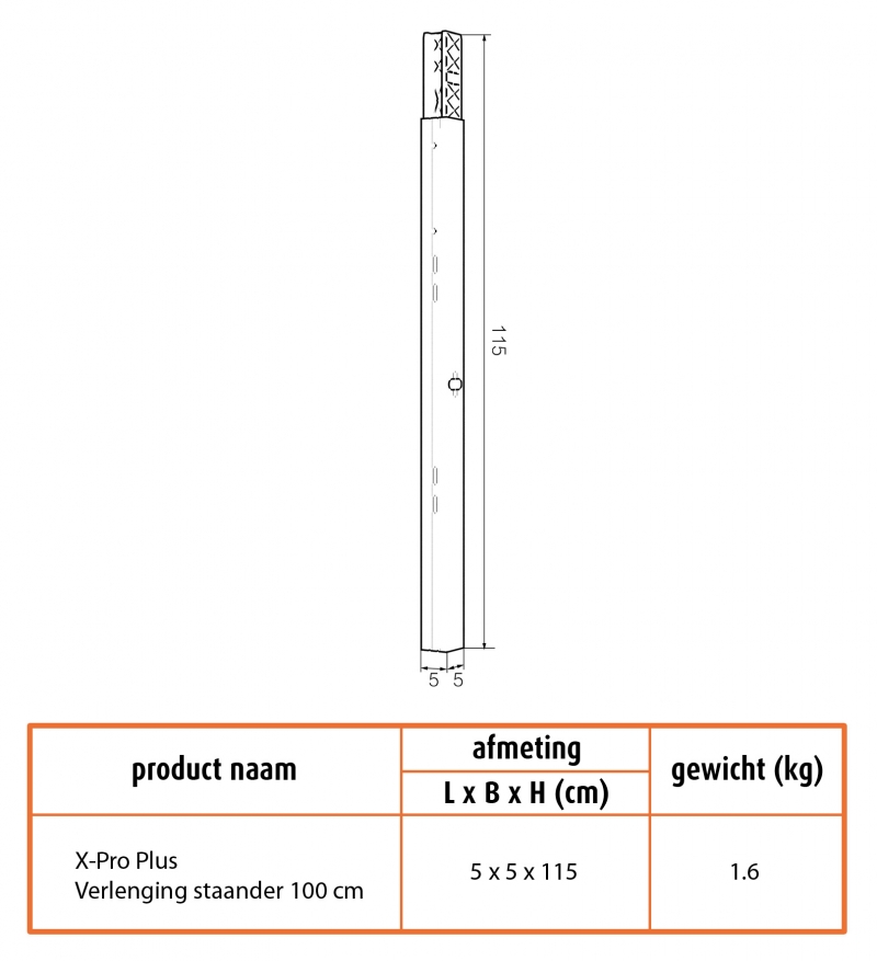 X-Pro Plus Verlenging Staander 100cm