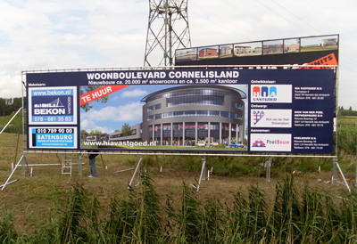 Bouwbord Cornelisland, doekmaat 1.100x285cm