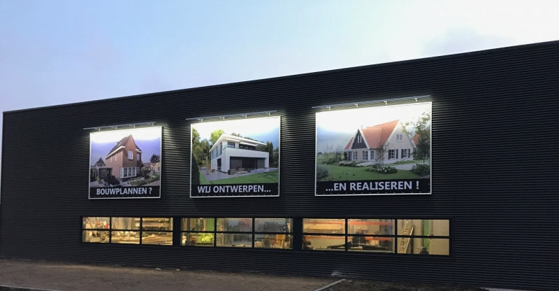 3x Delta frame, 400x300cm met verlichting. Klik op de link hier onder voor een vergroting.